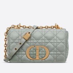 Dior Small Caro Bag In Grey Cannage Calfskin CDBS2872