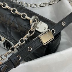 Dior Small Caro Bag In Noir Cannage Calfskin CDBS2873