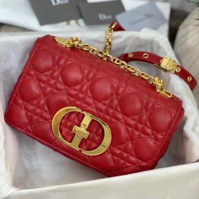 Dior Small Caro Bag In Red Cannage Calfskin CDBS2874