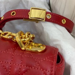 Dior Small Caro Bag In Red Cannage Calfskin CDBS2874