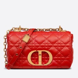 Dior Small Caro Bag In Red Cannage Calfskin CDBS2874