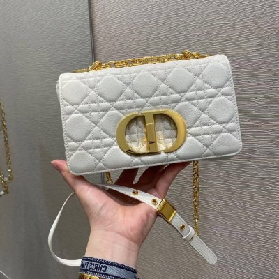 Dior Small Caro Bag In White Cannage Calfskin CDBS2875