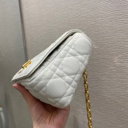 Dior Small Caro Bag In White Cannage Calfskin CDBS2875