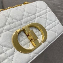 Dior Small Caro Bag In White Cannage Calfskin CDBS2875