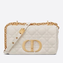 Dior Small Caro Bag In White Cannage Calfskin CDBS2875