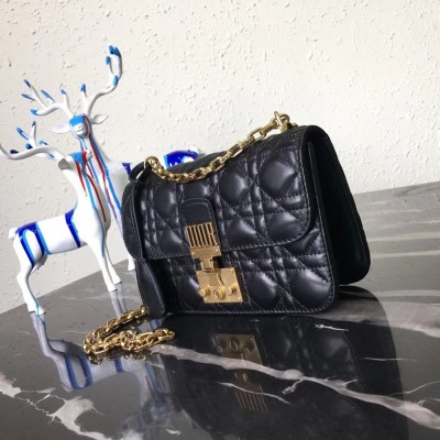 Dior Small Dioraddict Flap Bag In Black Lambskin CDBS2878