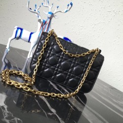 Dior Small Dioraddict Flap Bag In Black Lambskin CDBS2878