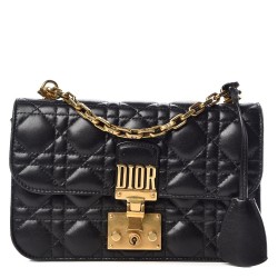 Dior Small Dioraddict Flap Bag In Black Lambskin CDBS2878