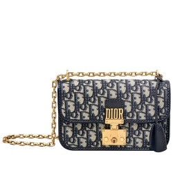 Dior Small Dioraddict Flap Bag In Blue Oblique Canvas CDBS2879