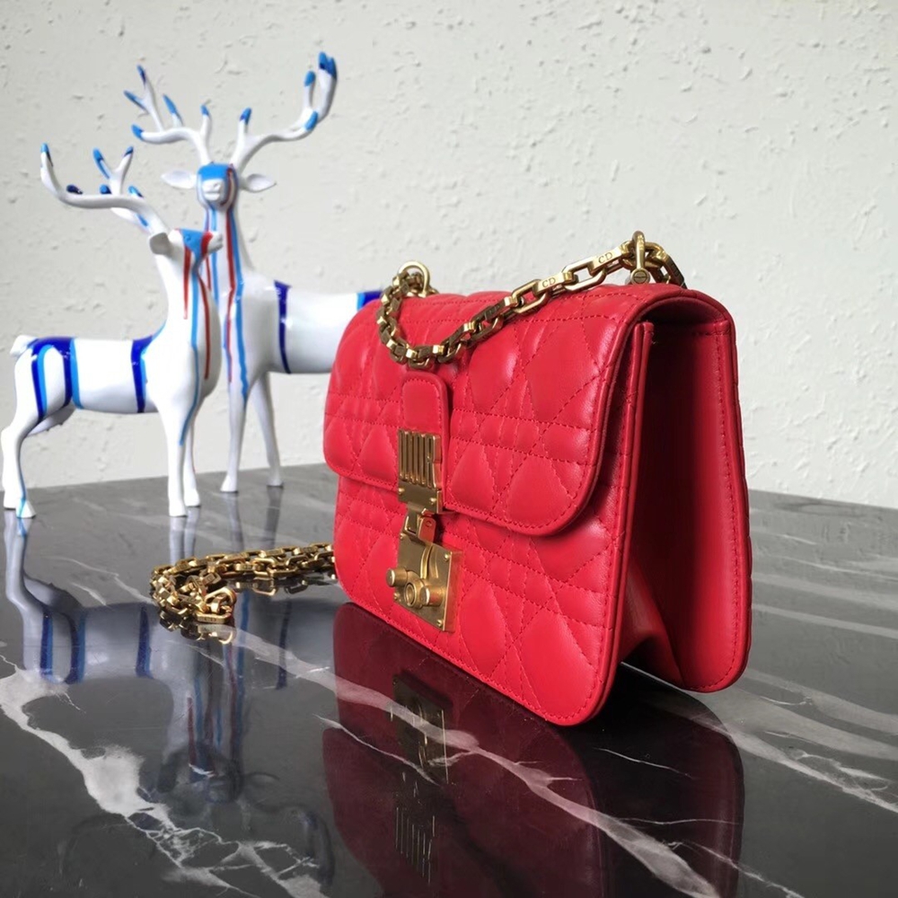 Dior Small Dioraddict Flap Bag In Cherry Lambskin CDBS2880