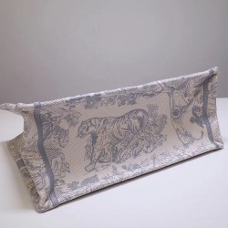 Dior Small Dioraura Book Tote In Grey Toile De Jouy Canvas CDBS2882