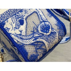 Dior Small Diorcamp Bag In Blue Transparent Toile de Jouy Canvas CDBS2884