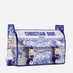 Dior Small Diorcamp Bag In Blue Transparent Toile de Jouy Canvas CDBS2884