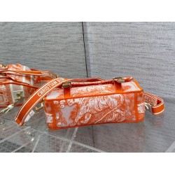 Dior Small Diorcamp Bag In Orange Transparent Toile de Jouy Canvas CDBS2885