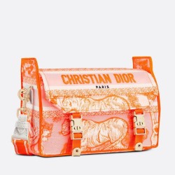 Dior Small Diorcamp Bag In Orange Transparent Toile de Jouy Canvas CDBS2885