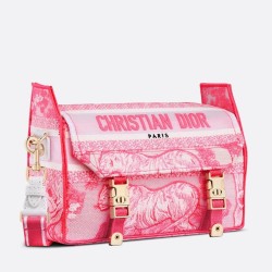 Dior Small Diorcamp Bag In Pink Transparent Toile de Jouy Canvas CDBS2886