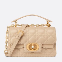 Dior Small Jolie Top Handle Bag in Beige Cannage Calfskin CDBS2888