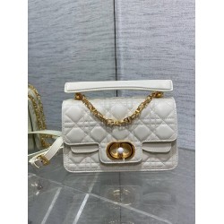 Dior Small Jolie Top Handle Bag in White Cannage Calfskin CDBS2890