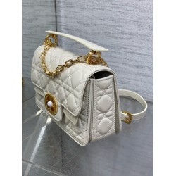 Dior Small Jolie Top Handle Bag in White Cannage Calfskin CDBS2890