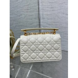 Dior Small Jolie Top Handle Bag in White Cannage Calfskin CDBS2890