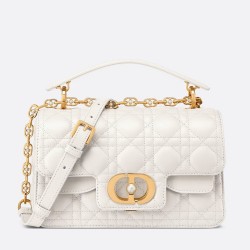 Dior Small Jolie Top Handle Bag in White Cannage Calfskin CDBS2890