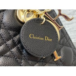 Dior Small Lady Dior Bag in Black Grained Cannage Calfskin CDBS2891