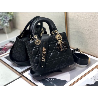 Dior Small Lady Dior My ABCDior Bag In Black Cannage Lambskin CDBS2896