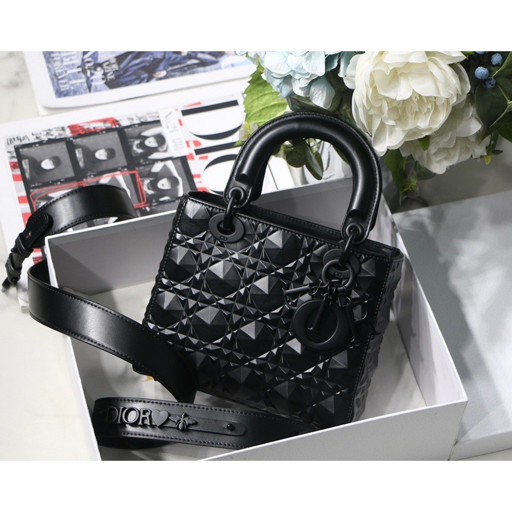 Dior Small Lady Dior My ABCDior Bag In Black Diamon Calfskin CDBS2897