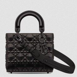 Dior Small Lady Dior My ABCDior Bag In Black Diamon Calfskin CDBS2897