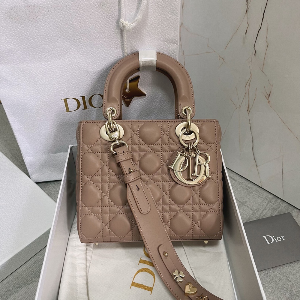 Dior Small Lady Dior My ABCDior Bag In Hazelnut Lambskin CDBS2902