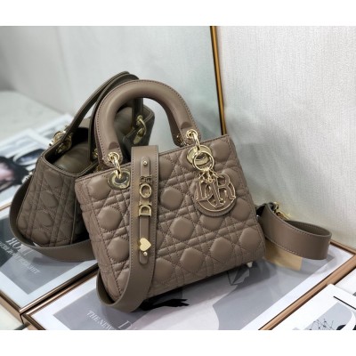 Dior Small Lady Dior My ABCDior Bag In Warm Taupe Cannage Lambskin CDBS2912