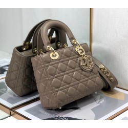 Dior Small Lady Dior My ABCDior Bag In Warm Taupe Cannage Lambskin CDBS2912