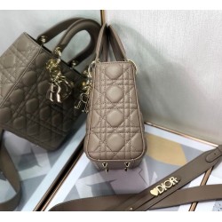 Dior Small Lady Dior My ABCDior Bag In Warm Taupe Cannage Lambskin CDBS2912