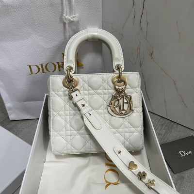 Dior Small Lady Dior My ABCDior Bag In White Lambskin CDBS2913