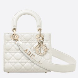 Dior Small Lady Dior My ABCDior Bag In White Lambskin CDBS2913