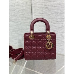 Dior Small Lady Dior My ABCDior Bag in Burgundy Lambskin CDBS2900