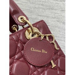 Dior Small Lady Dior My ABCDior Bag in Burgundy Lambskin CDBS2900