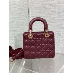 Dior Small Lady Dior My ABCDior Bag in Burgundy Lambskin CDBS2900