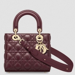 Dior Small Lady Dior My ABCDior Bag in Burgundy Lambskin CDBS2900