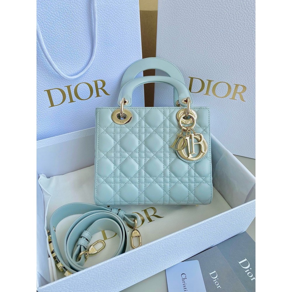 Dior Small Lady Dior My ABCDior Bag in Placid Blue Lambskin CDBS2906