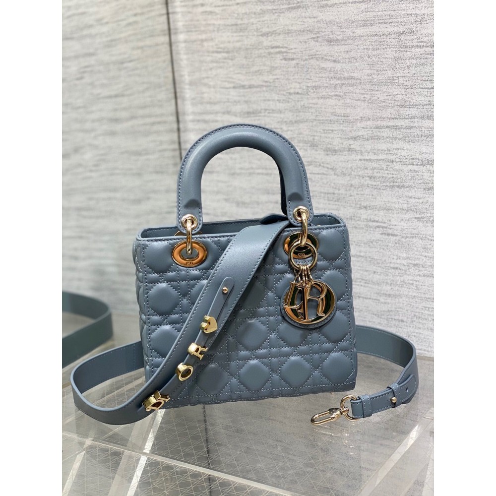 Dior Small Lady Dior My ABCDior Bag in Sky Blue Lambskin CDBS2910