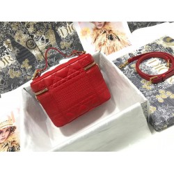 Dior Small Travel Vanity Case In Red Cannage Lambskin CDBS2915