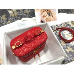 Dior Small Travel Vanity Case In Red Cannage Lambskin CDBS2915