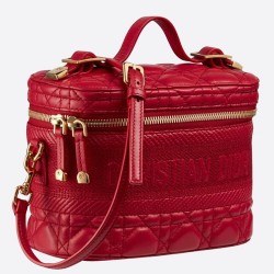 Dior Small Travel Vanity Case In Red Cannage Lambskin CDBS2915