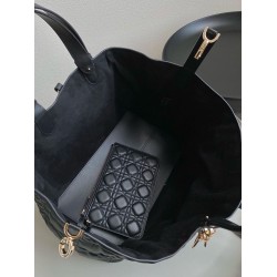 Dior Toujours Large Bag in Black Macrocannage Calfskin CDBS2920