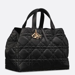 Dior Toujours Large Bag in Black Macrocannage Calfskin CDBS2920