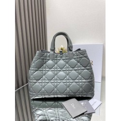 Dior Toujours Large Bag in Grey Macrocannage Calfskin CDBS2922