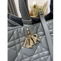 Dior Toujours Large Bag in Grey Macrocannage Calfskin CDBS2922