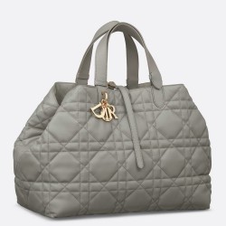 Dior Toujours Large Bag in Grey Macrocannage Calfskin CDBS2922