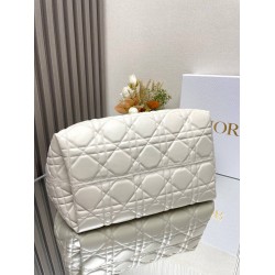 Dior Toujours Large Bag in White Macrocannage Calfskin CDBS2923